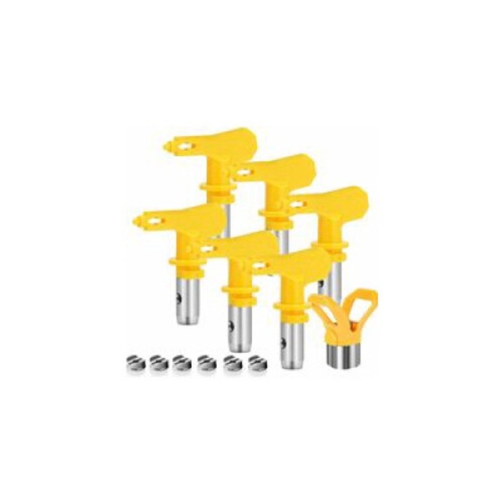 Duze Airless BGHYHYHI, otel inoxidabil 304, tungsten carbide, nylon, culoare galben, presiune maxima 34.5 MPa