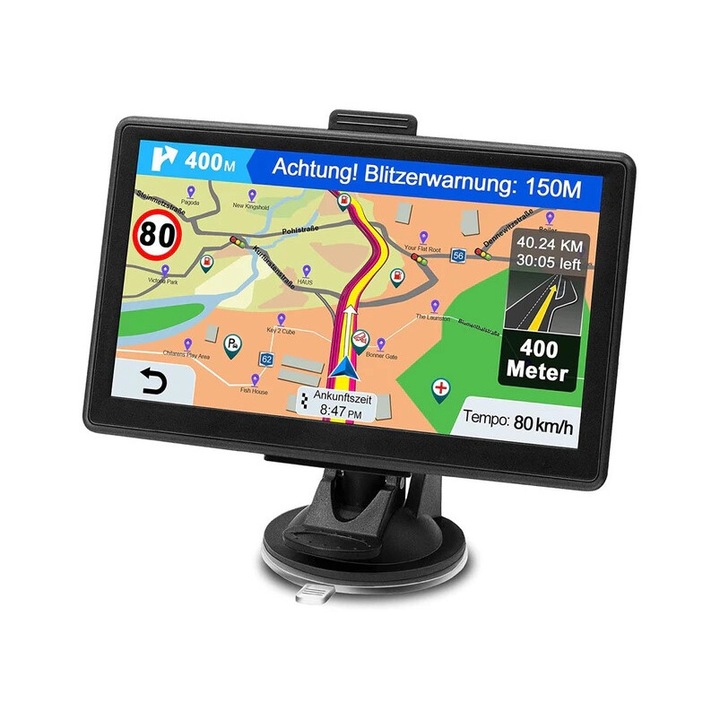 GPS-Navigációs rendszer QttvbTna 7 hüvelykes, fekete, 800x480px, 8 GB belső memória, Windows CE 6.0 operációs rendszer