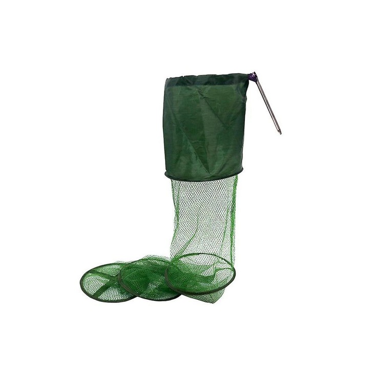 Plasa pentru pesti, QttvbTna, dimensiune 25cm x 120cm, culoare verde, cadru pliabil