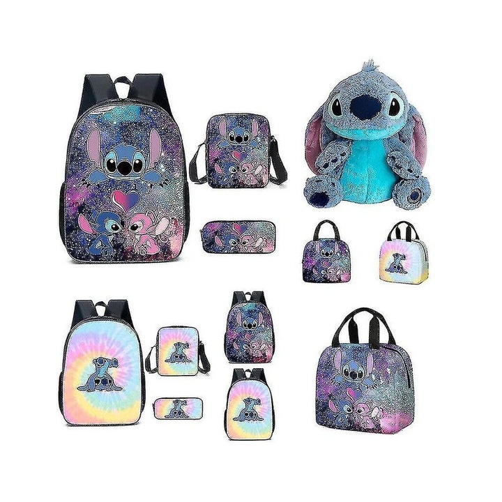 Rucsac Lilo Stitch, set trei piese, impermeabil, respirabil, 32x13x45cm, culoare D