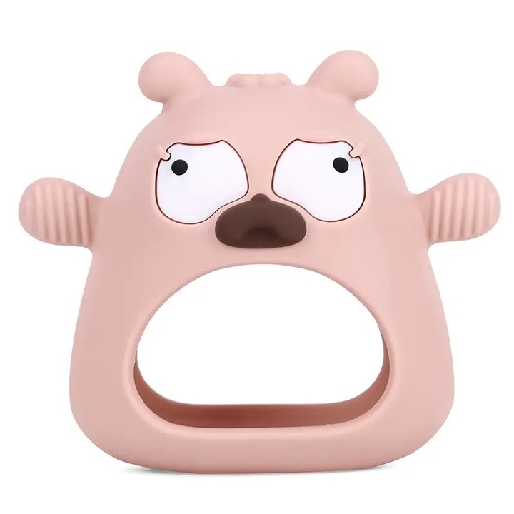 Jucarie pentru dentitie tip manusa, Chi Chi, Model caine, Roz