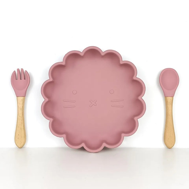 Set farfurie/2 tacamuri pentru copii, Chi Chi, Silicon, Roz