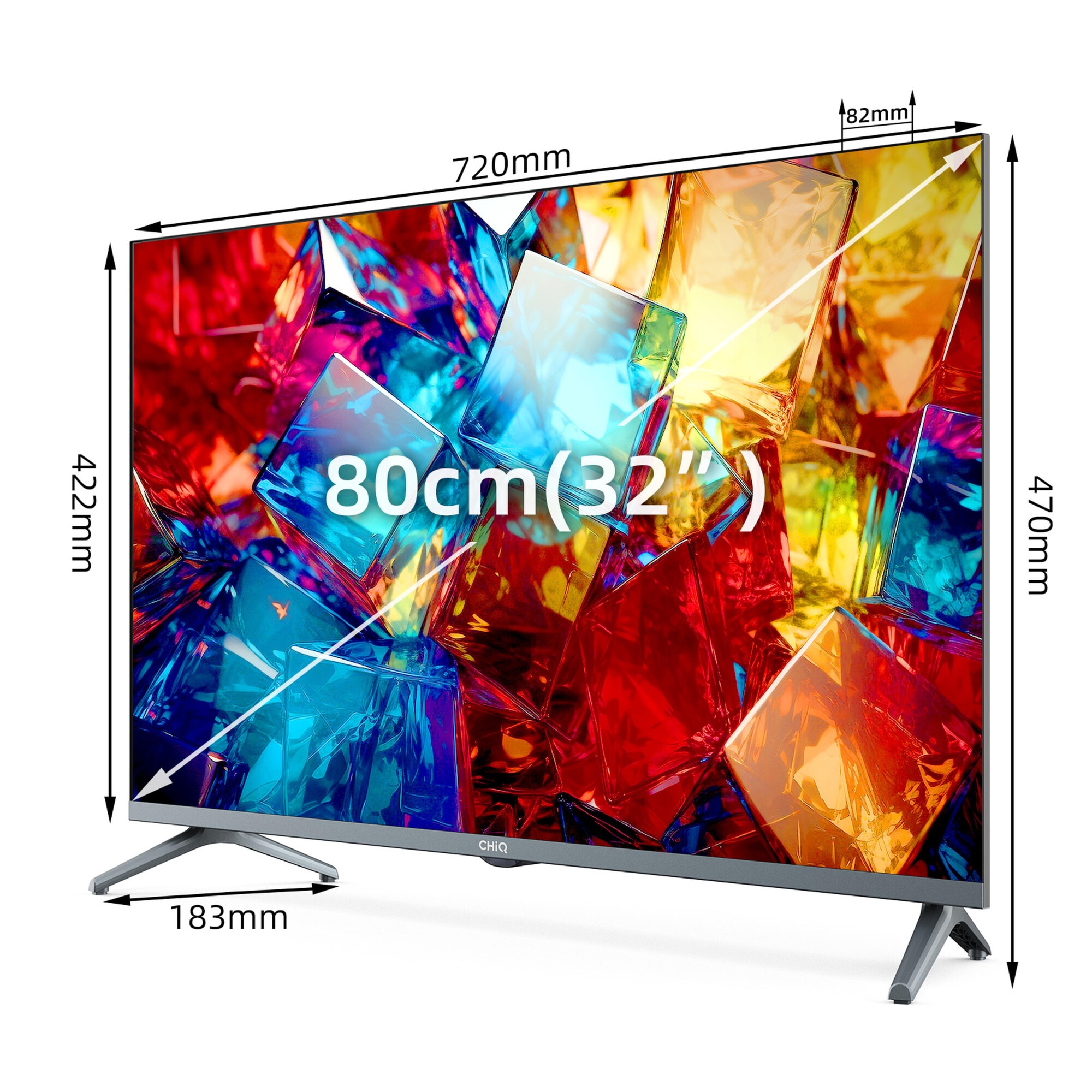 Televizor Smart TV ChiQ 32" QLED Full HD, 1920x1080, Dolby Audio, gri, 80cm