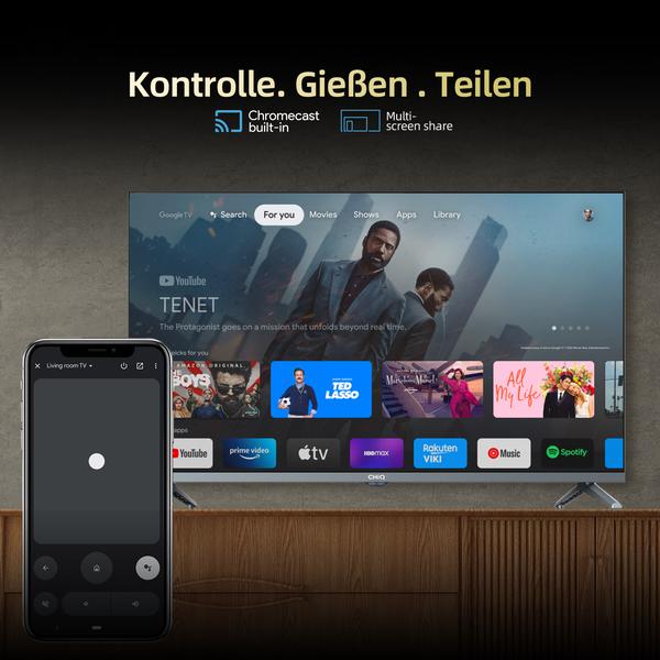 Televizor Smart TV ChiQ 32" QLED Full HD, 1920x1080, Dolby Audio, gri, 80cm