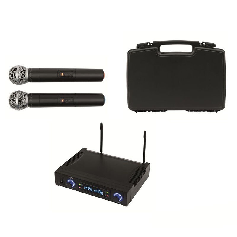 Set microfoane wireless 100 m, receiver, 2 canale, Sal