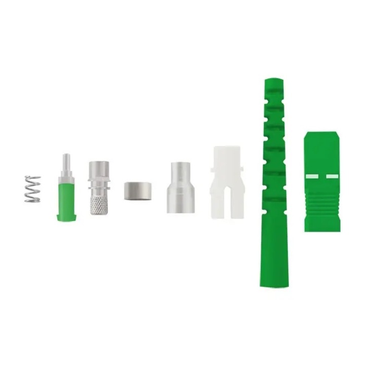 Conectori fibra optica Qoltec SC/APC, verde/argintiu, 3 mm