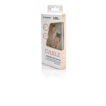 Cablu Avantree micro-USB, Data sync and fast charging, Roz, 1M Cablu Avantree micro-USB, Data sync and fast charging, Roz, 1M