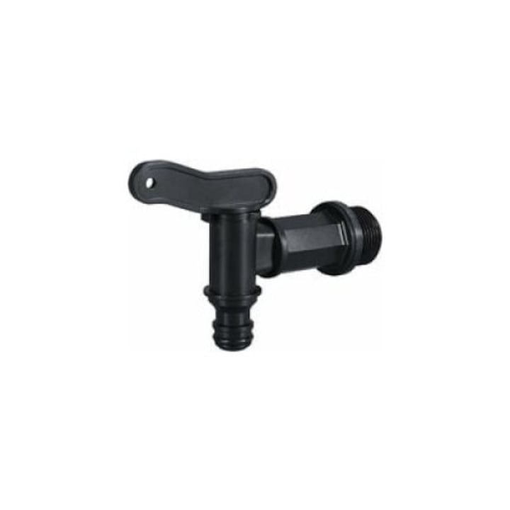 Csap vízhordókhoz/IBC tartályhoz, műanyag, 3/4 hüvelykes, fekete, 1000l