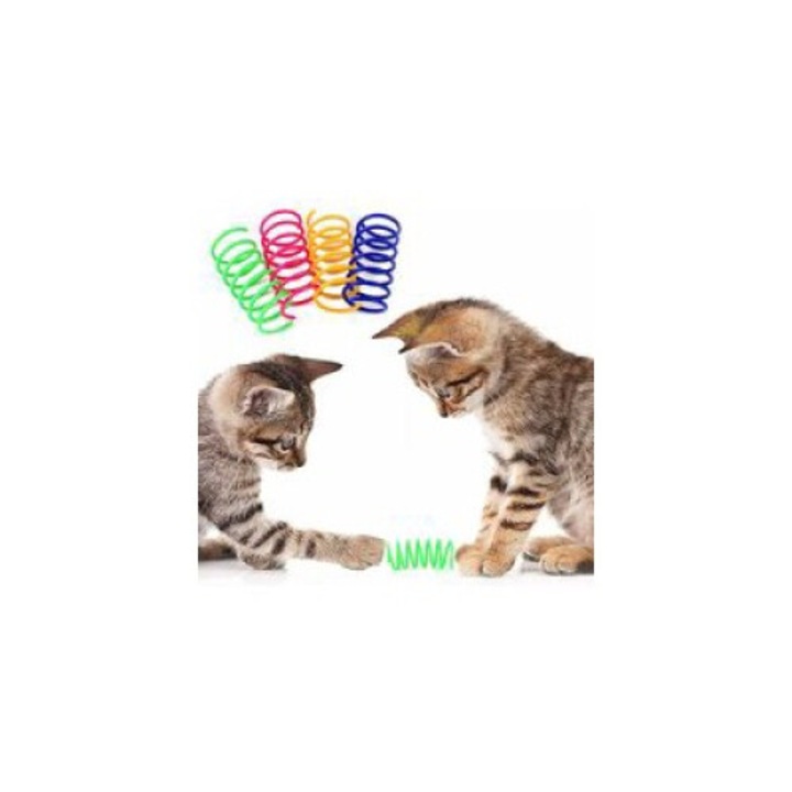 Set 4 jucarii interactive pentru pisici, AMRINUGL, arcuri colorate, galben, verde, roz, albastru