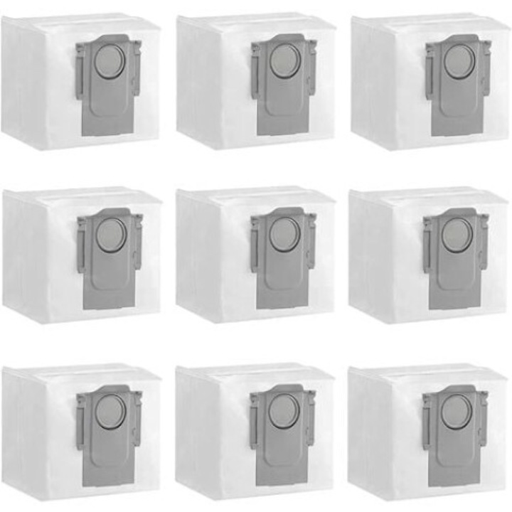 Set 9 saci de praf pentru aspirator Roborock S8 Pro Ultra / S8+ / S7 MaxV Ultra / Q5 / Q7, material de calitate superioara