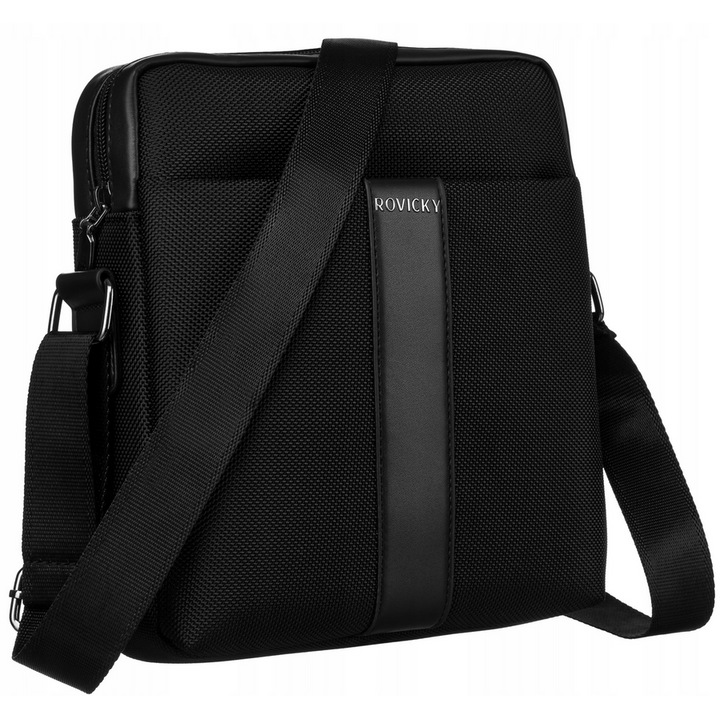 Férfi oldaltáska, Rovicky, Szintetikus, fekete, 25x21x7cm