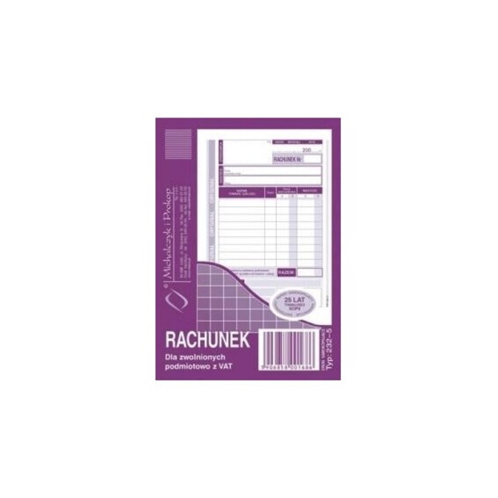 Facturi tipizate nepersonalizat, Michalczyk i Prokop, 80 elemente, 140x100x6mm