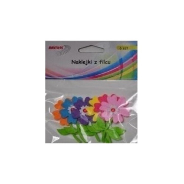 Stickere decorative, Brewis, flori din fetru, set 6 buc, 500x151mm