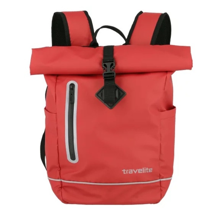 Rucsac Travelite, waterproof, rosu, 26x48x15cm, capacitate 19L, pentru laptop 15.6 inch
