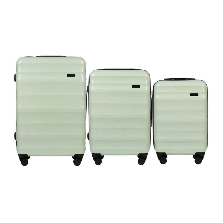 Set 3 valize WINGS, polipropilena, 4 roti, verde, 75.5x50x31cm, 66x43x27cm, 58x36x22.5cm
