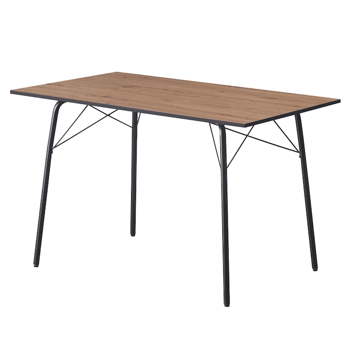 Трапезна маса MDF дъб занаятчийски черен метал Nalak 120x75x75 см