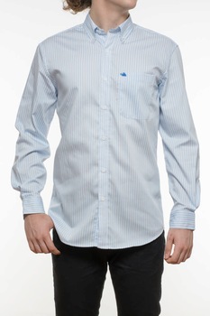 Camasa cu maneca lunga, INDEEWAY, alb cu dungi, Bleu Camasa cu maneca lunga, INDEEWAY, alb cu dungi, Bleu