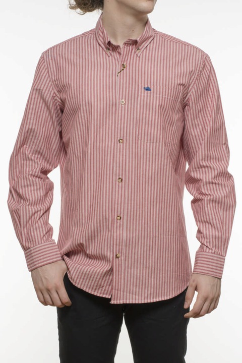 Camasa cu maneca lunga, INDEEWAY, alb cu dungi rosii/grena, Rosu/Alb