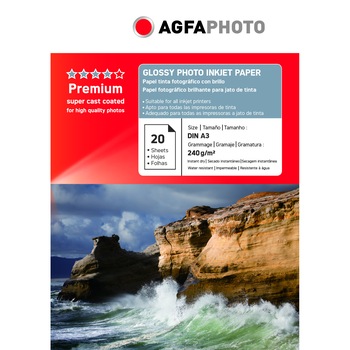 Hartie lucioasa A3 (297x240) AGFA PHOTO greutate 240g/mp - pachet 20 coli Hartie lucioasa A3 (297x240) AGFA PHOTO greutate 240g/mp - pachet 20 coli