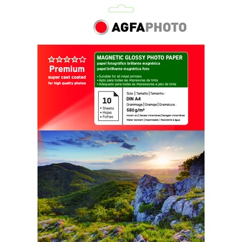 Hartie magnetica lucioasa A4 (210x297) AGFA PHOTO greutate 680g/m 10 coli Hartie magnetica lucioasa A4 (210x297) AGFA PHOTO greutate 680g/m 10 coli