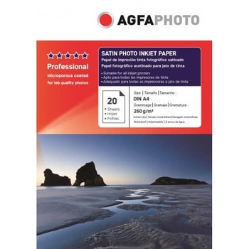 Hartie foto AGFA PHOTO Satin, 260g/m2, A4, 20 coli Hartie foto AGFA PHOTO Satin, 260g/m2, A4, 20 coli