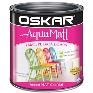 Vopsea email pe baza de apa Oskar Aqua Matt, Alb contemporan, 0.6 L