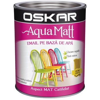 Vopsea email pe baza de apa Oskar Aqua Matt, Ocru unicat, 0.6 L