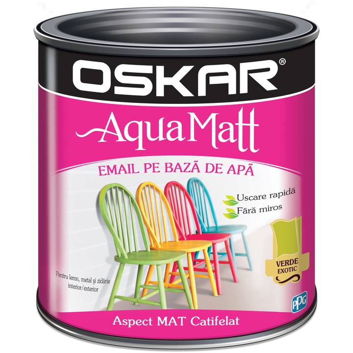 Vopsea email pe baza de apa Oskar Aqua Matt, Verde exotic, 0.6 L