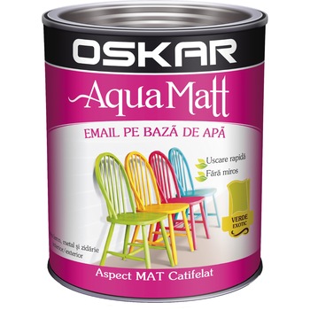 Vopsea email pe baza de apa Oskar Aqua Matt, Verde exotic, 0.6 L Vopsea email pe baza de apa Oskar Aqua Matt, Verde exotic, 0.6 L