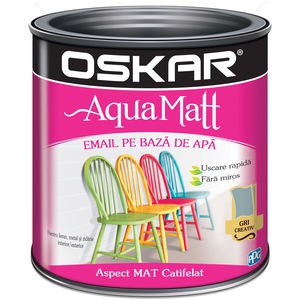 Vopsea email pe baza de apa Oskar Aqua Matt, Gri creativ, 2.5 l