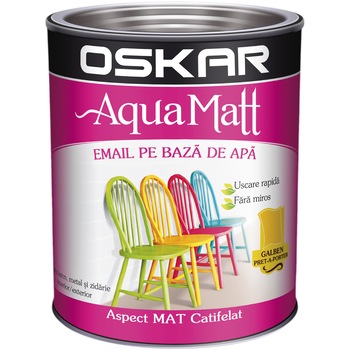 Vopsea email pe baza de apa Oskar Aqua Matt, Galben pret-a-porter, 2.5 L Vopsea email pe baza de apa Oskar Aqua Matt, Galben pret-a-porter, 2.5 L