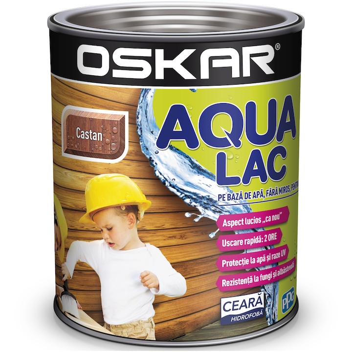 Lac pentru lemn Oskar Aqua, Castan, 0.75 L