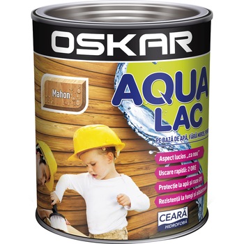 Lac pentru lemn Oskar Aqua, Mahon, 0.75 L Lac pentru lemn Oskar Aqua, Mahon, 0.75 L