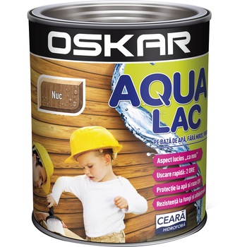 Lac pentru lemn Oskar Aqua, Nuc, 0.75 L Lac pentru lemn Oskar Aqua, Nuc, 0.75 L