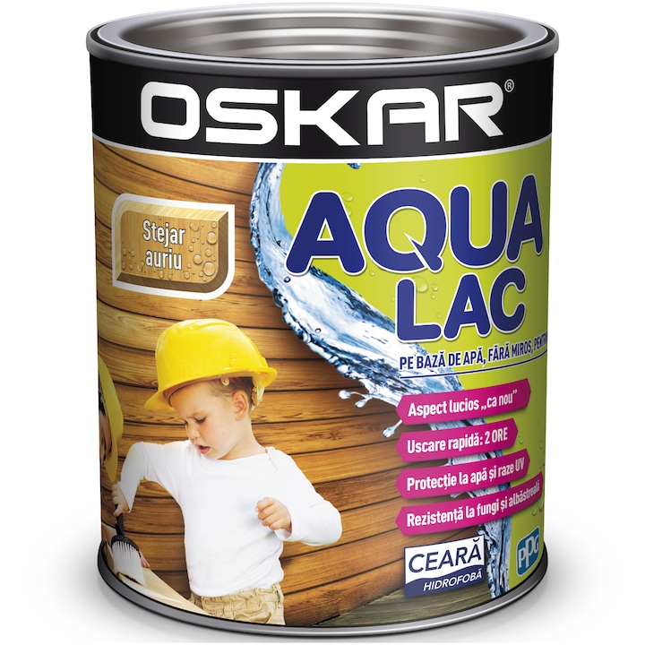 Lac pentru lemn Oskar Aqua, Stejar auriu, 0.75 L