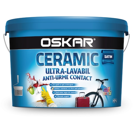 Vopsea Ultra-lavabila de interior/exterior Oskar Ceramic, alba, 15 l