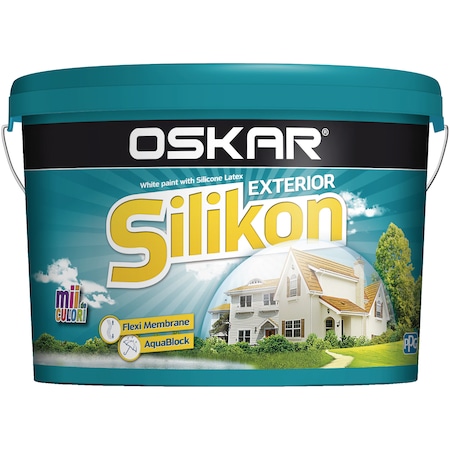 Vopsea Super-lavabila de exterior Oskar Silikon, Alba, 5 L