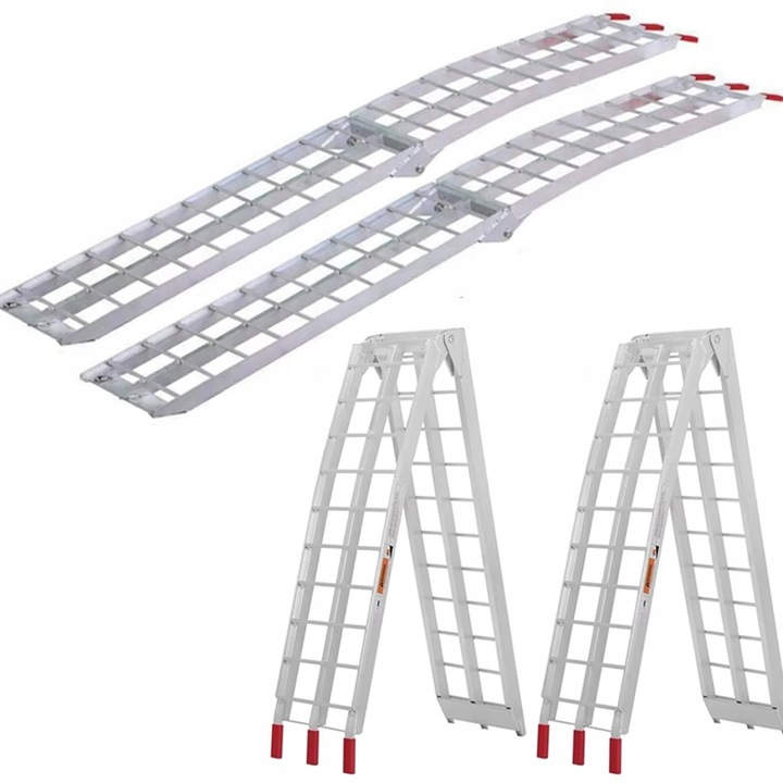 Алуминиева рампа за мотоциклети и колички, Rosfix, капацитет 260кг, 195х22см, тегло 16кг/компл.