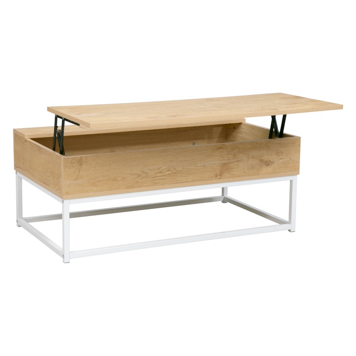 Холна маса DTD дъб бял метал Livina 100x55x40 см