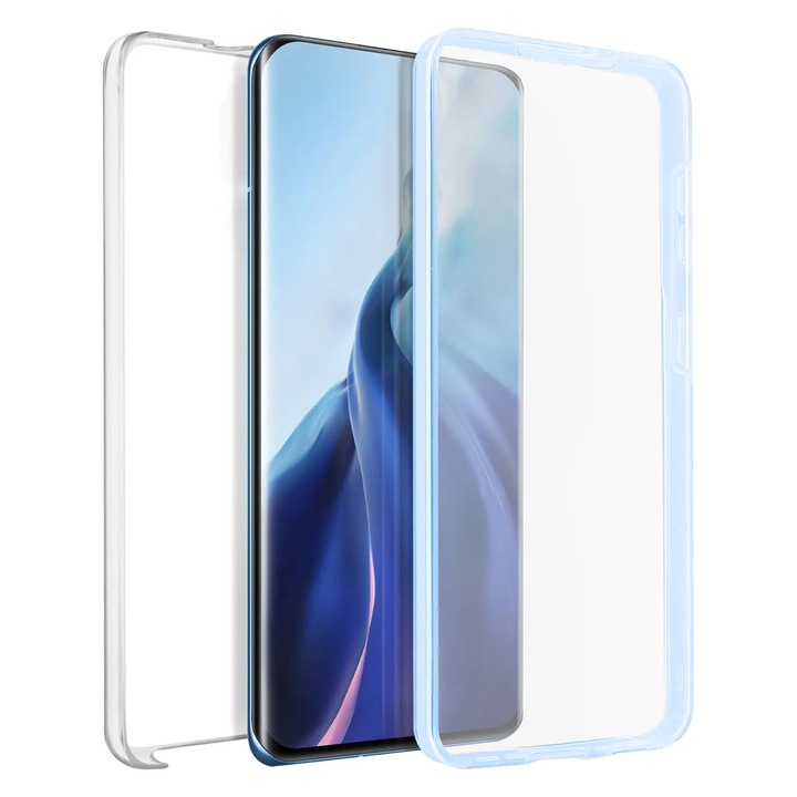 Átlátszó / Kék 360°-os tok Samsung S8-hoz - Teljes lefedettség (elöl és hátul) - TPU és PC anyagból