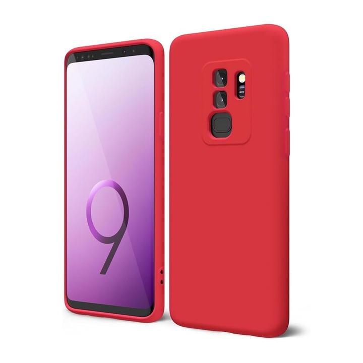 Husa Daden® Soft Silicone compatibila cu Samsung S9 Plus, Interior din Microfibra, Protectie sporita, Rosu