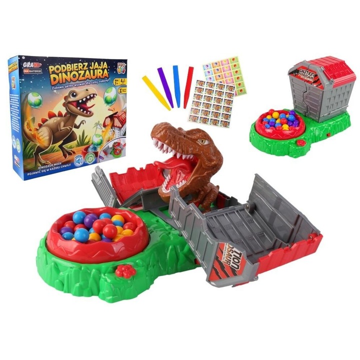 Interaktív játék, Pro Kids, Podbierz jaja dinoszaurusz, 28 színes golyó, 340x305 mm, 5+