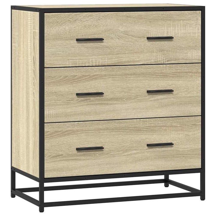 Dulap vidaXL, stejar sonoma, 68x35x76 cm, lemn prelucrat si metal, 25.5 kg