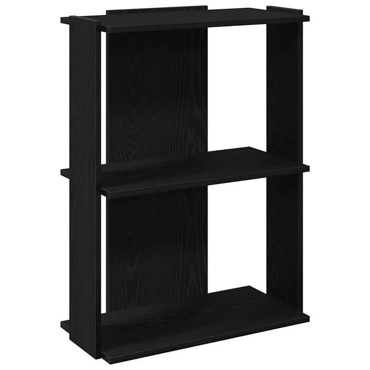 Biblioteca cu 3 etaje vidaXL, negru, 60x30x80 cm, lemn de prelucrare, 9.5 kg