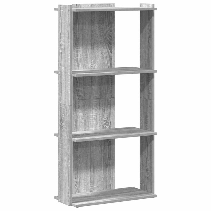 Biblioteca cu 3 niveluri vidaXL, gri Sonoma, 60x30x120 cm, lemn prelucrat, 14 kg
