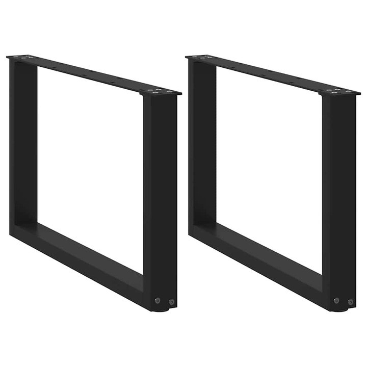 Крака за масичка за кафе vidaXL, U-образни, 2 бр., черни, 70 x (42-43) см, стомана 4013164