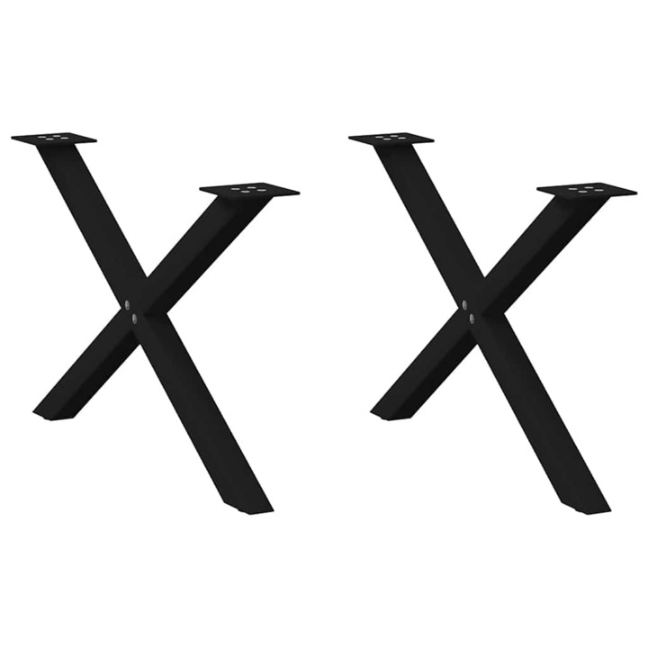 Picioare pentru masuta de cafea in forma de X vidaXL, 2 buc., negru, 70x(42-43) cm, otel 5.9 kg