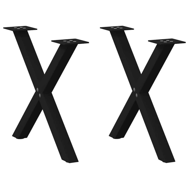 Крака за масичка за кафе vidaXL, X-образни, 2 бр., черни, 38 x (42-43) см, стомана 4012896