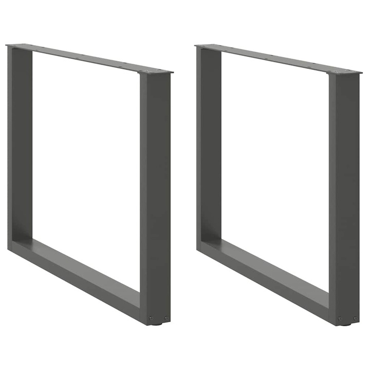 Крака за трапезна маса vidaXL, U-образни, 2 бр., антрацит, 100x(72-73) см, стомана 4013198