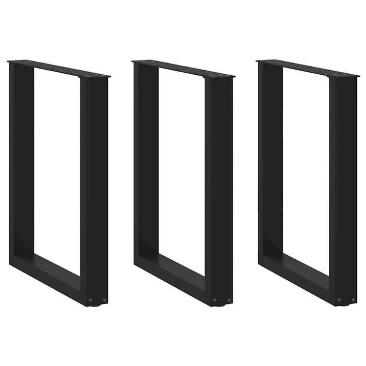 Picioare de masa in forma de U vidaXL, 3 buc., negru, 70x(72-73) cm, otel 19 kg